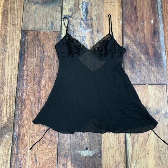 Victoria's Secret Other - Victoria's Secret Small Black Silk Teddy Negligee